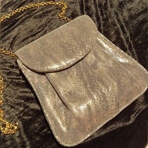 Vaneli Grey And Gold Snakeskin Shoulder Bags